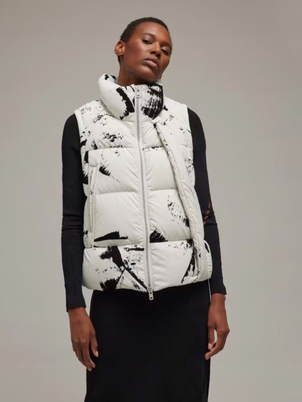 Y-3 Graphic Print Padded Vest, Size Small.